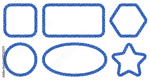 Nautical rope frames set. Braid. Rope sketches. Braid. Marine. Sail. Fishing. Nautical rope. Vintage. Simple framings.