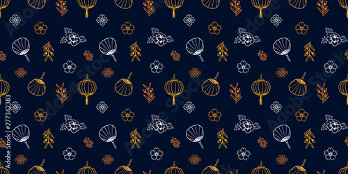 Asian pattern. Kabuki. Japanese doodles. Kabuki theatre elements. Kimono. Asia culture symbols. Oriental ornament. Chinese sketch. Fashion. China. Japan. Singapore. Korea. Vietnam. Fabric design.