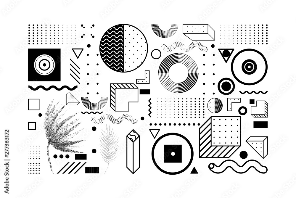 Obraz premium Universal trend halftone geometric shapes set