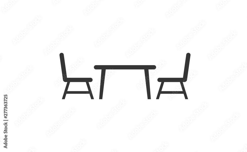 Reserve cafe or hotel icon with table and chair Reserve cafe or hotel icon with table and chair