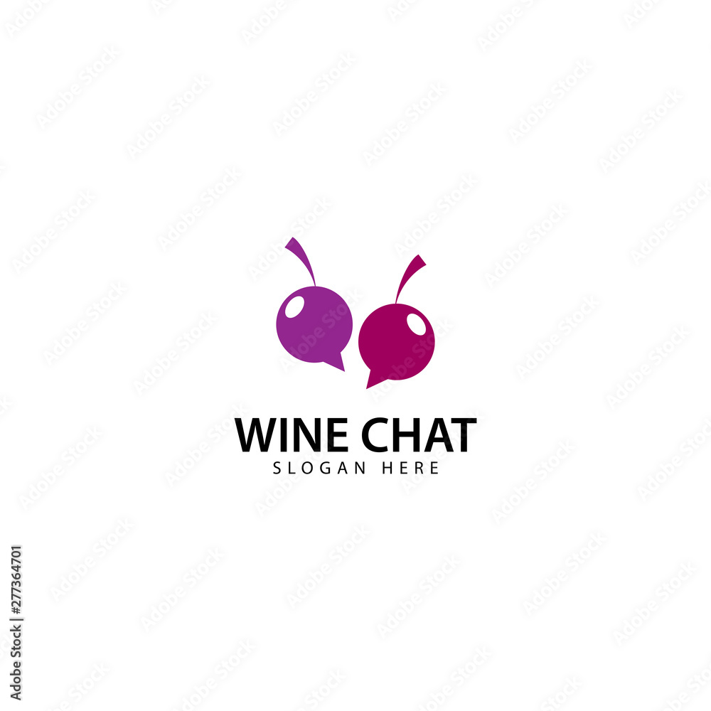 Wine Chat Logo Design Icon