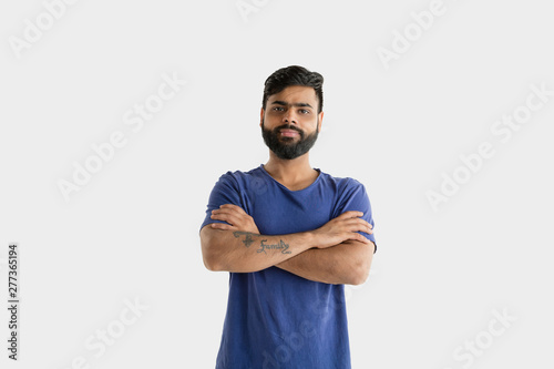 Foto Beautiful male half-length portrait isolated on white studio background
