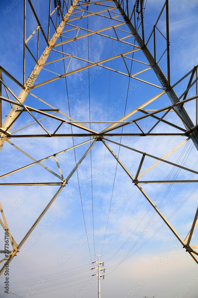 electric tower under the blue sky electric tower under the blue sky
