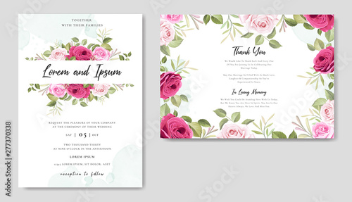 beautiful wedding invitation card floral frame template