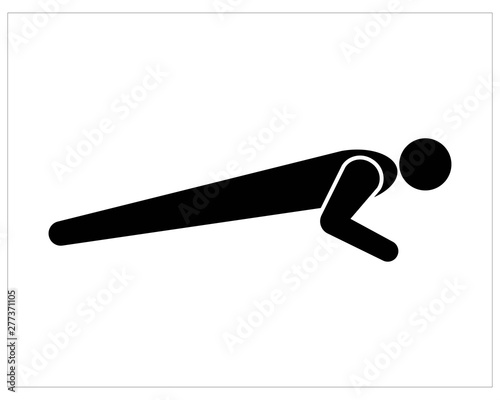 Simple push up icon. gymnastics exercise symbol.- vector