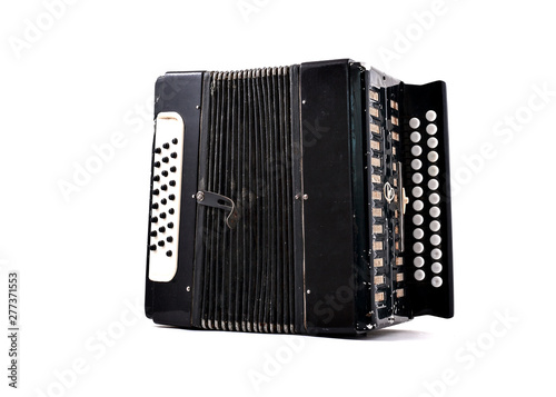 old accordion isolated on white background