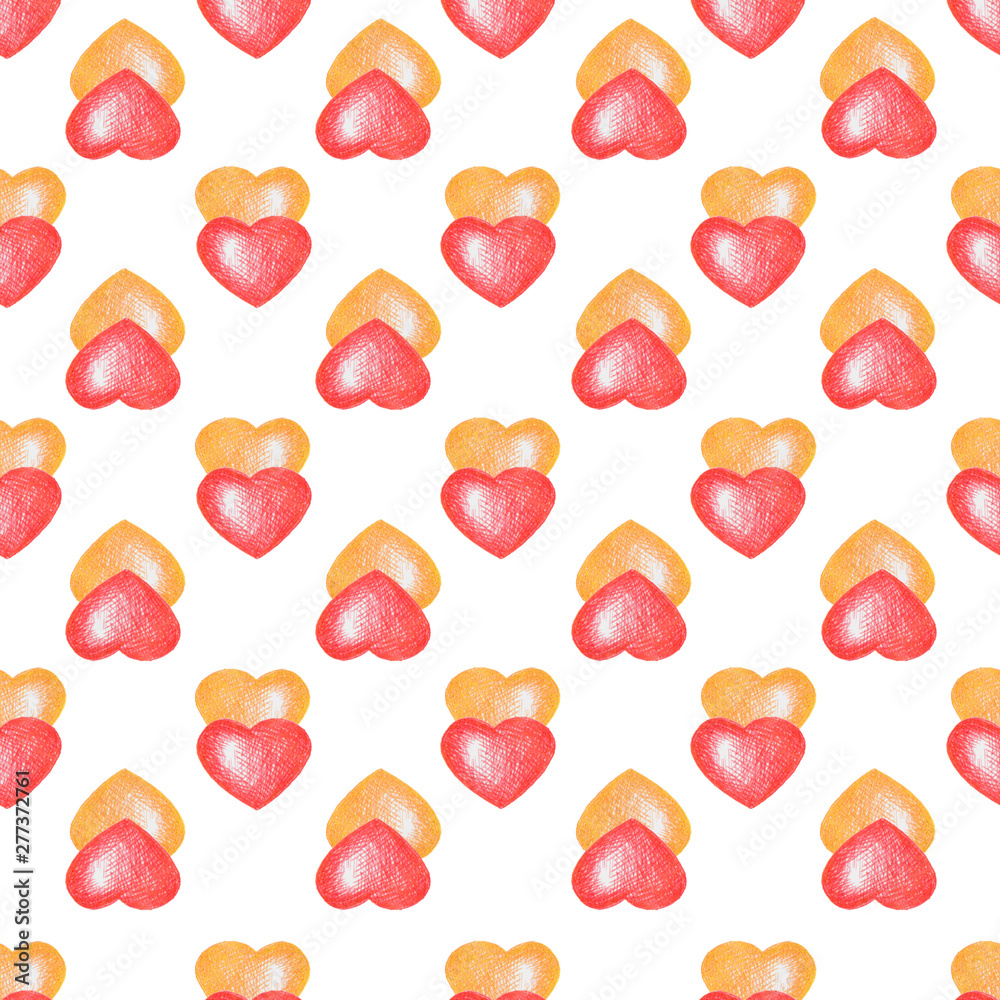 White background. Simple seamless pattern with small hearts isolated on white. White background. Simple seamless pattern with small hearts isolated on white.