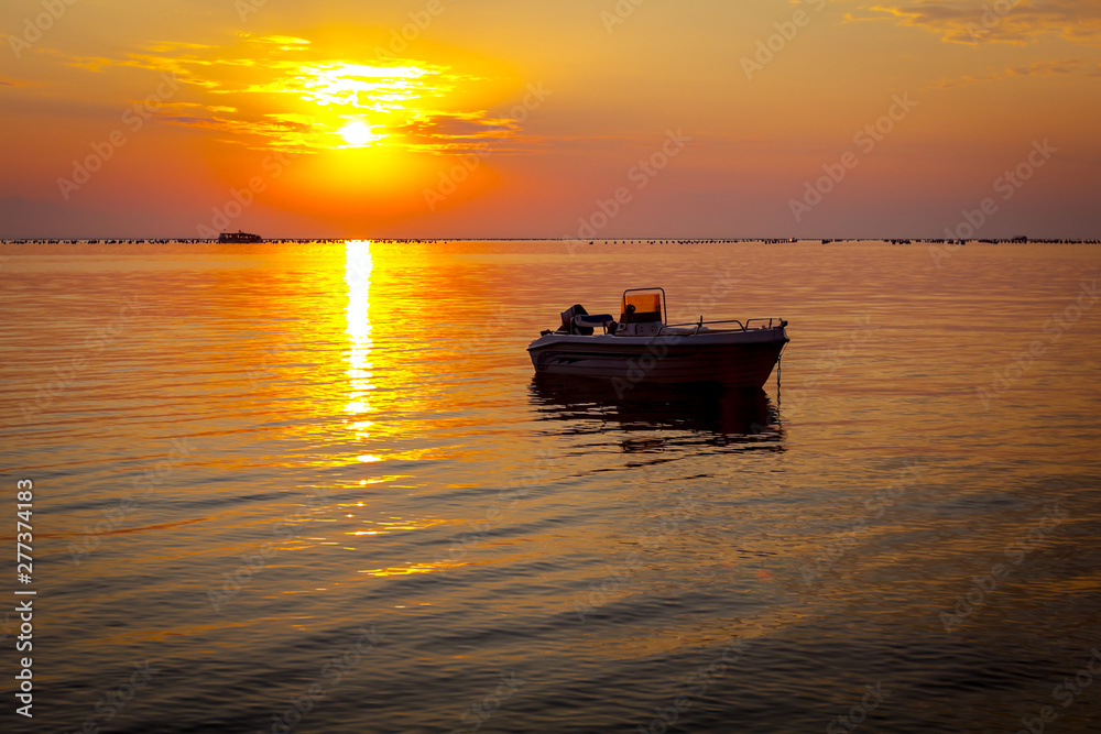Scenic view of beautiful sunrise in the morning time over the sea