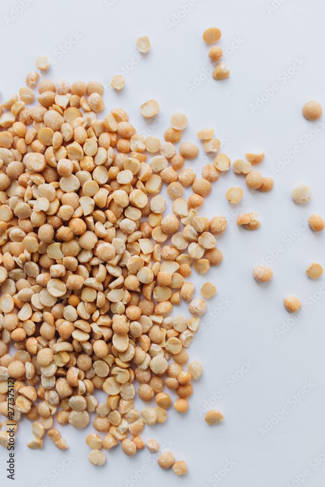 raw dry peas on white, macro raw dry peas on white, macro