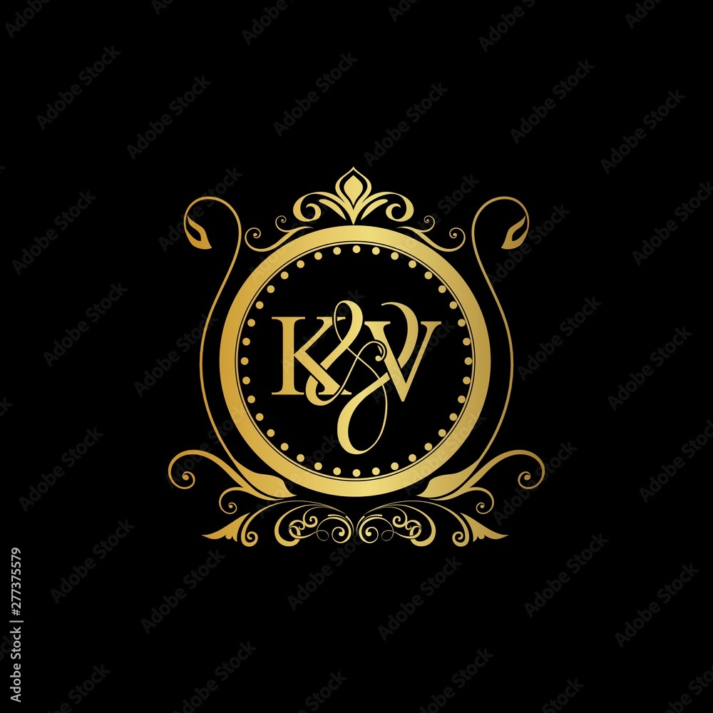Vecteur Stock K & V / KV logo initial vector mark. Initial letter K and