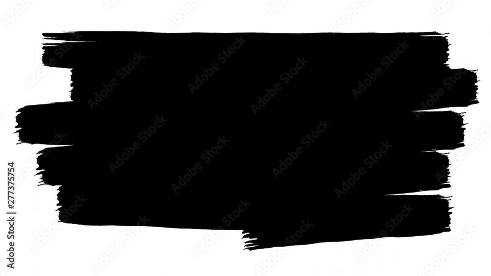 Abstract 2D animation of black hand-painted zigzag brush strokes on white background. 4k UHD monochrome template for masks.