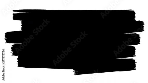 Abstract 2D animation of black hand-painted zigzag brush strokes on white background. 4k UHD monochrome template for masks.