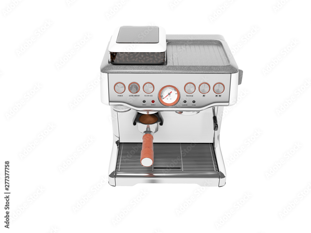 Carob espresso coffee maker with capacity for coffee 3d render illustration on white background no shadow Carob espresso coffee maker with capacity for coffee 3d render illustration on white background no shadow