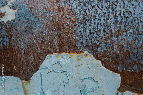Peeling Color Rusted Metal Texture, selective focus (detailed close-up shot)