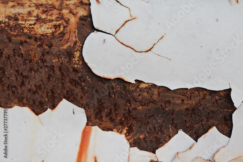 Peeling Color Rusted Metal Texture, selective focus (detailed close-up shot)