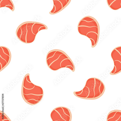 Pork steak seamless pattern. Used for design surfaces, fabrics, textiles, packaging paper