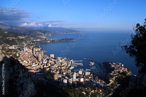 Monte Carlo, Principality of Monaco -Top view of the city of Monte Carlo and the marina of Hercules.