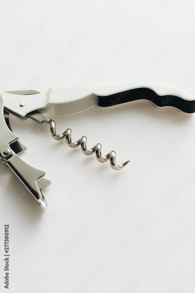 Metal corkscrew on white background Metal corkscrew on white background