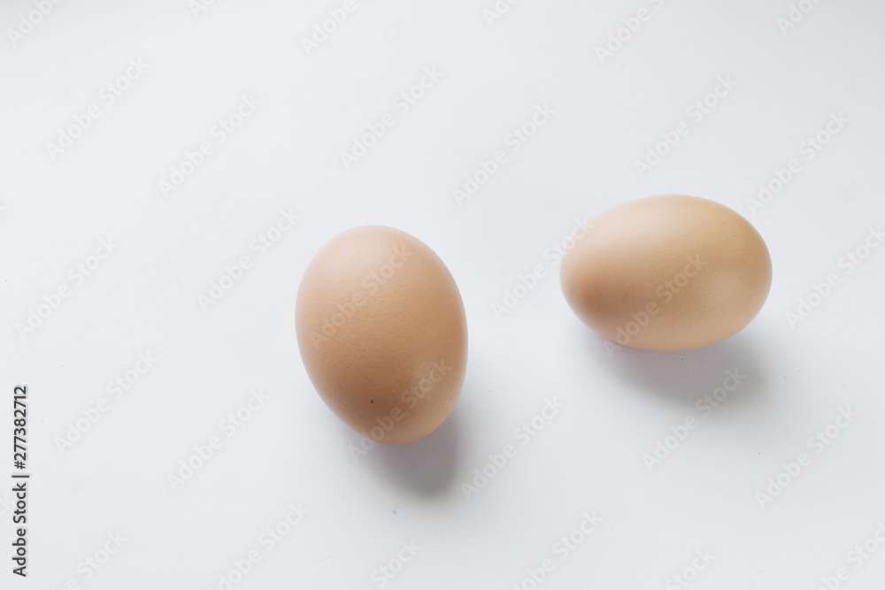 Chicken eggs on white background Chicken eggs on white background