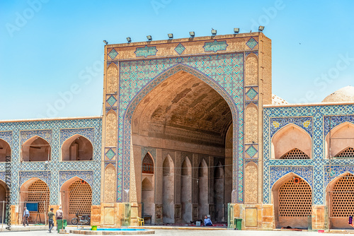 17/05/2019 Isfahan.Isfahan Province.Iran, Courtyard of Isfahan Masjed-e Jameh Mosque, Oldest mosque in Iran with fine brickwork and Islamic calligraphy photo