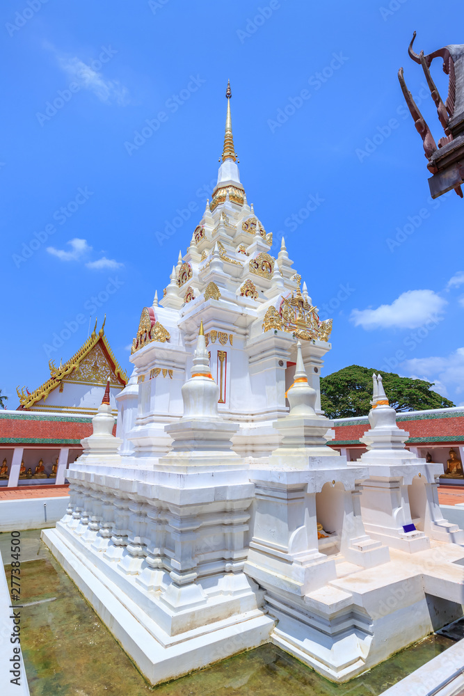 Fototapeta premium Buddha relic pagoda stupa at Wat Phra Borommathat Chaiya Worawihan, Surat Thani