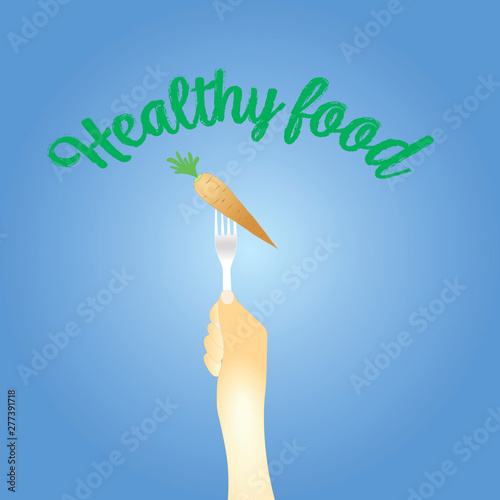 healthy eating concept. carrots on a fork. vector illustration
