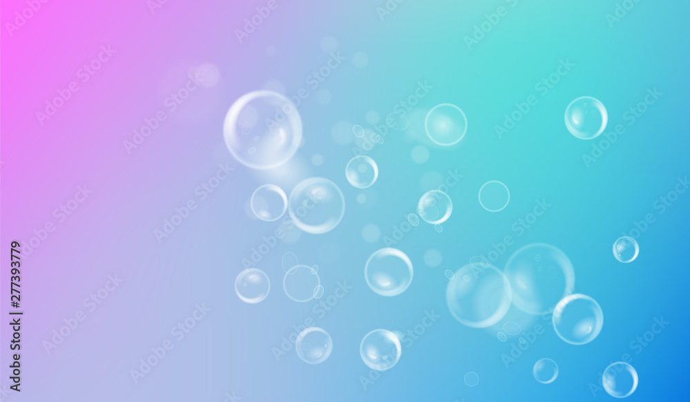 Bright abstract background with pink and blue gradient. Light blue blur background with bubbles in vector.