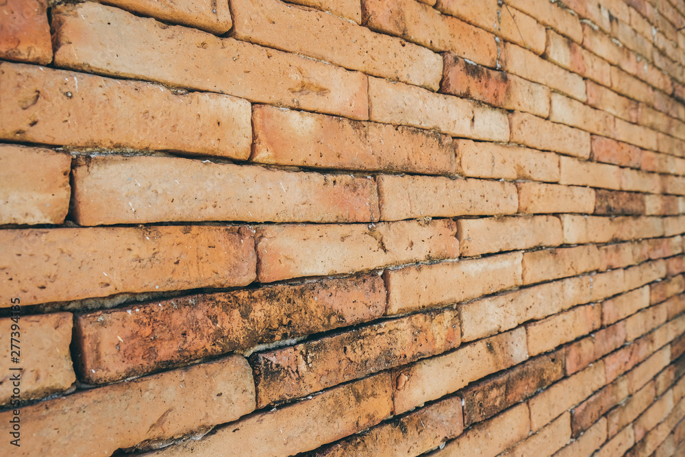 Old red brick wall, wallpaper texture background
