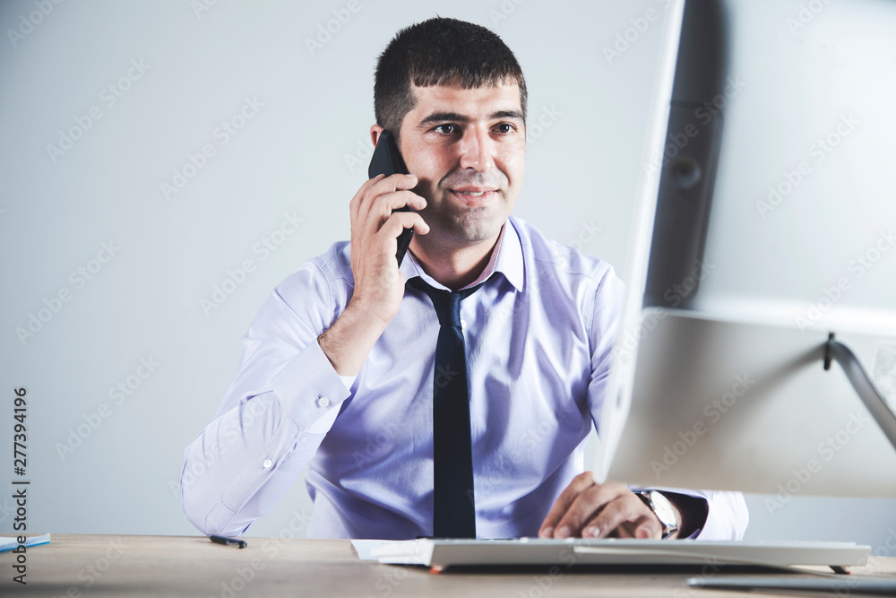 man hand phone
