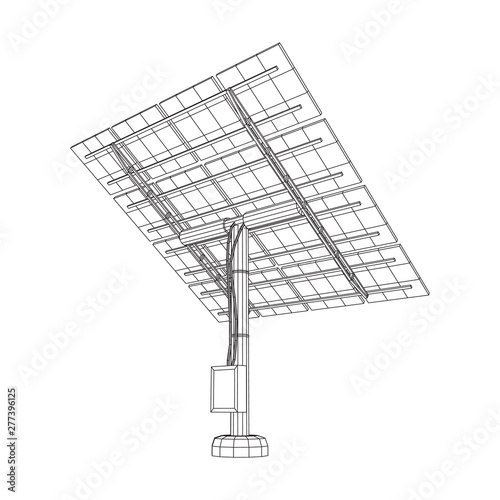 Solar energy panel. Wireframe low poly mesh vector illustration