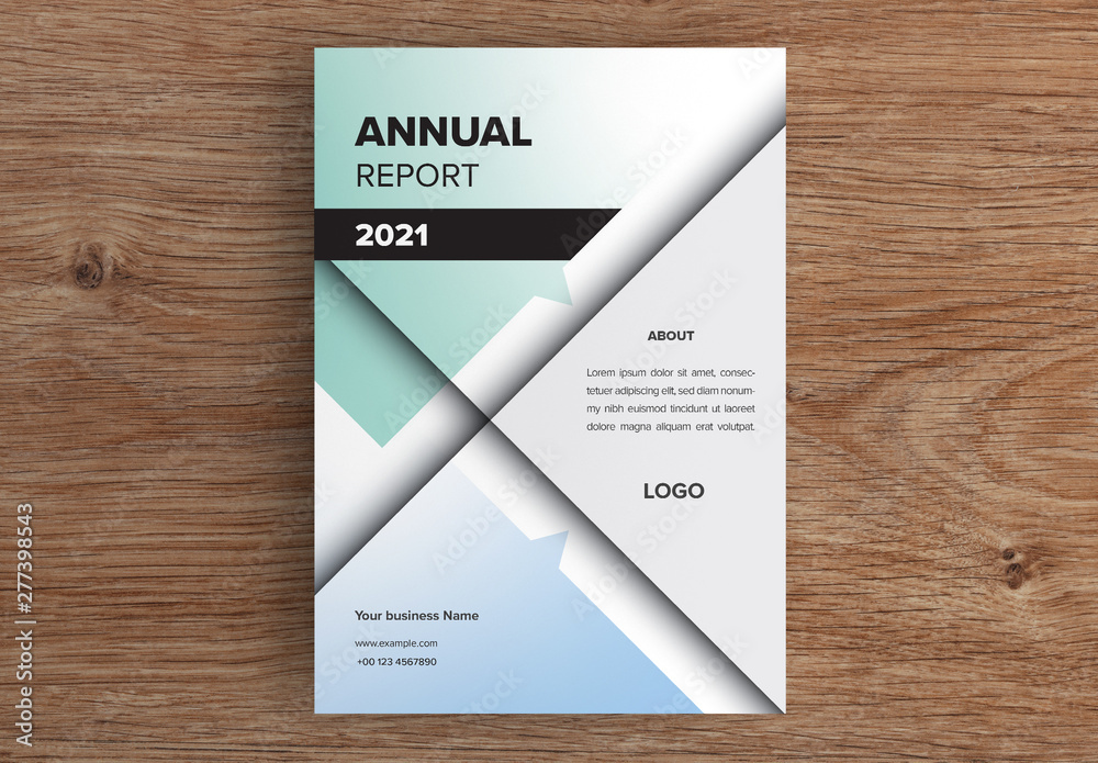 Annual Report Cover Layout with Blue and Green Accents Stock Template ...