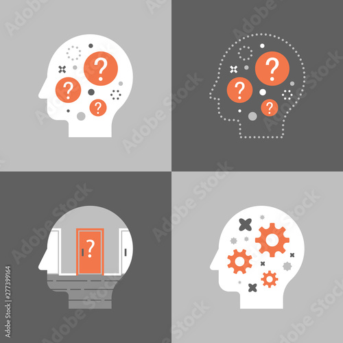 Decision making, critical thinking, brainstorm concept, psychology or psychiatry