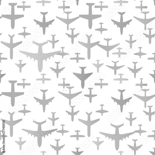 Airplane seamless background. Aircraft transportation pattern template. Aviation vector repeatable texture.