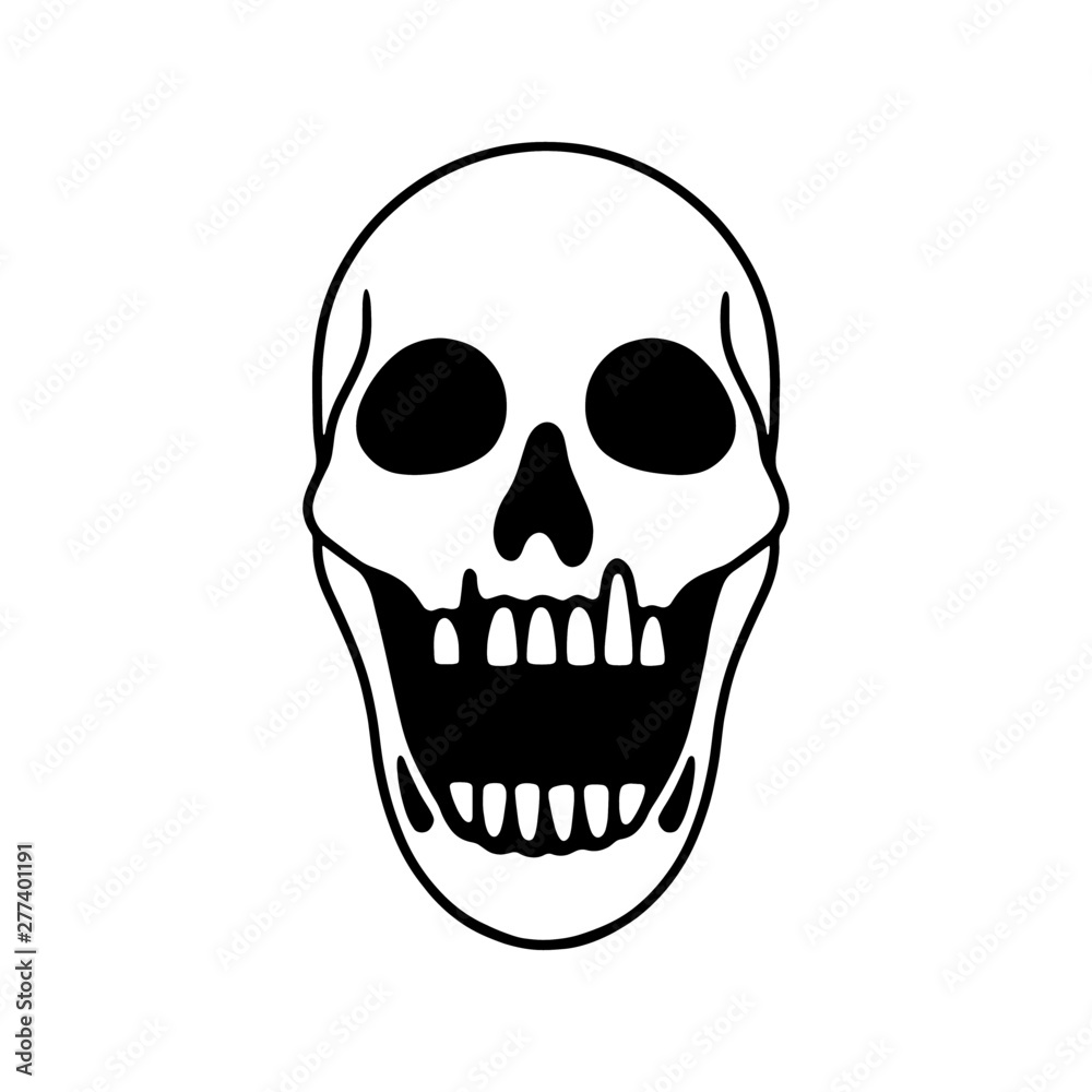 Skeleton skull on black background
