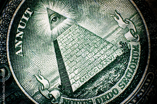 Quadro su tela All Seeing Eye on Back of Dollar Bill American Money