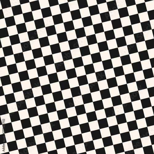 Diagonal checkered seamless pattern. Black and white vector geometric texture