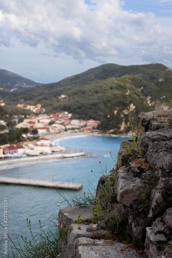 Beautiful view from the fortress in Parga, Greece