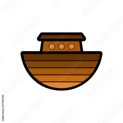 Logo of Noah's Ark. Ship to rescue animals and people from the Flood. Biblical illustration.