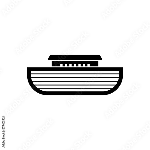 Logo of Noah's Ark. Ship to rescue animals and people from the Flood. Biblical illustration.