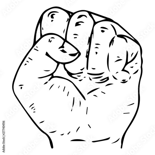 Fist hand icon. Vector illustration fist. Fist up hand drawn.