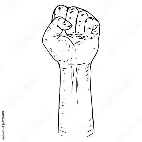 Fist hand icon. Vector illustration fist. Fist up hand drawn.