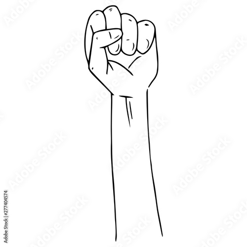Fist hand icon. Vector illustration fist. Fist up hand drawn.