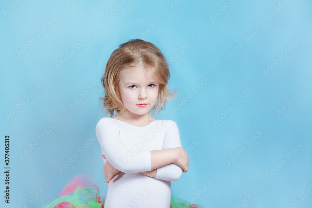 Caucasian Little Girl Ballerina in Colorful Tutu Caucasian Little Girl Ballerina in Colorful Tutu