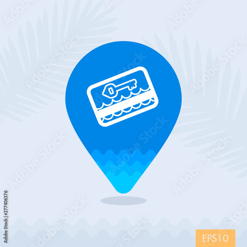 Electronic keycard pin map icon. Summer. Vacation