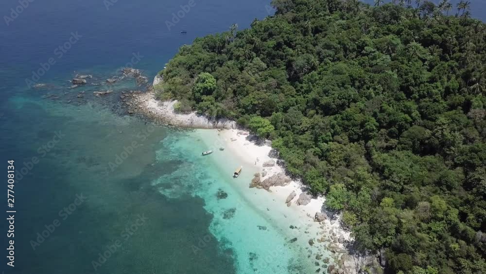 Aerial drone view of tropical beach. Summer holidays concept. Aerial drone view of tropical beach. Summer holidays concept.