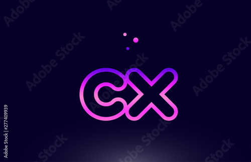 cx c x pink blue alphabet letter combination logo icon design photo