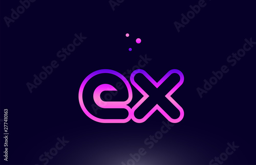 ex e x pink blue alphabet letter combination logo icon design