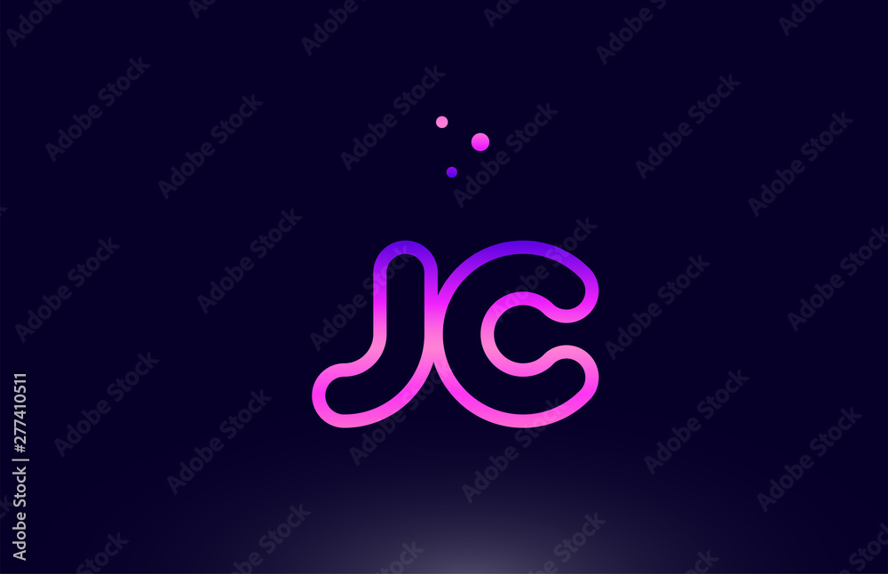 jc j c pink blue alphabet letter combination logo icon design