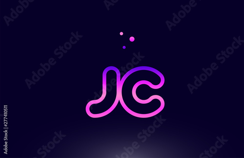 jc j c pink blue alphabet letter combination logo icon design