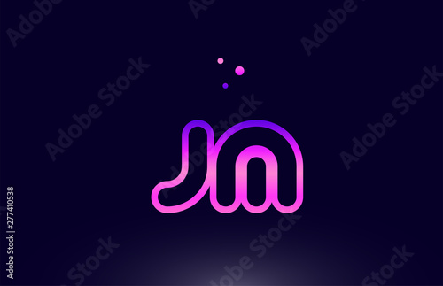 jm j m pink blue alphabet letter combination logo icon design